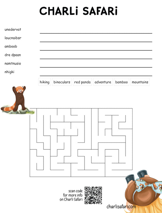 Charli Safari Red Panda Worksheet #1