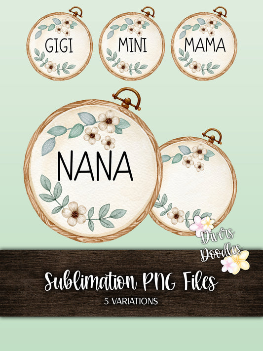 Mama And Mini PNG, Mama Sublimation Design, Embroidery Clipart, Nana PNG File For Tshirt, Flower Sublimation Download, Gigi PNG,