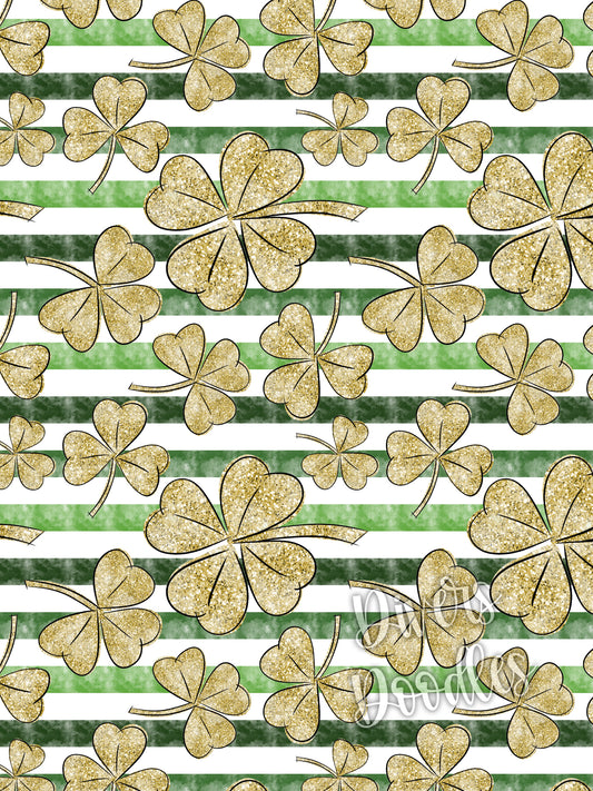 Gold Glitter Digital Paper, St Patricks Day Digital Download, Four Leaf Clover