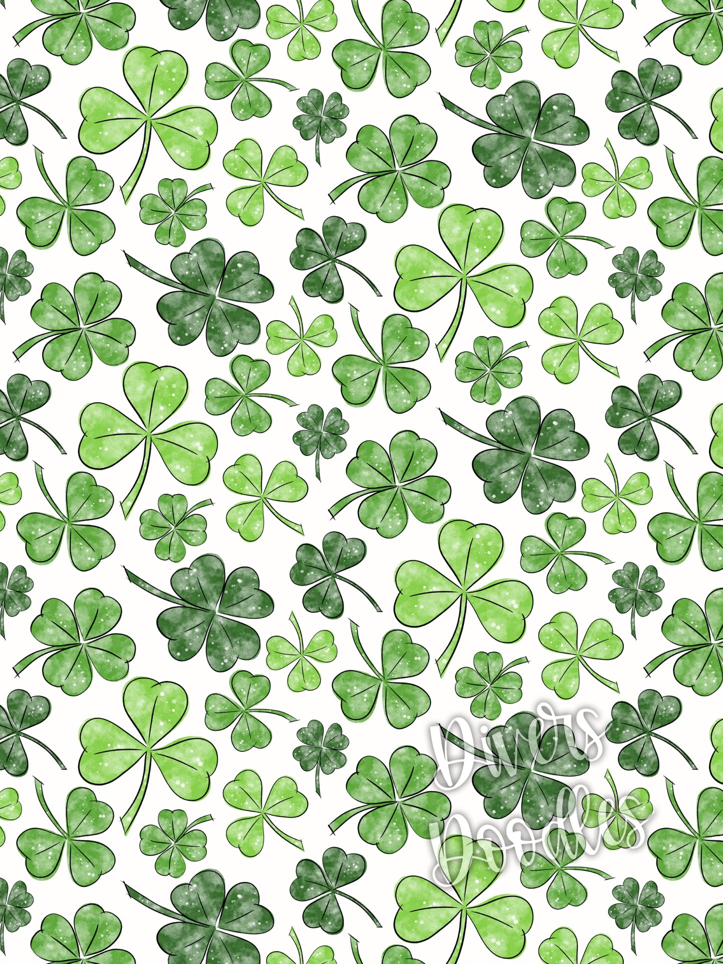 Clover Digital Paper, St Patricks Day Digital Download, Green Watercolor Seamless File for Fabric, Seamless Pattern Digital Download