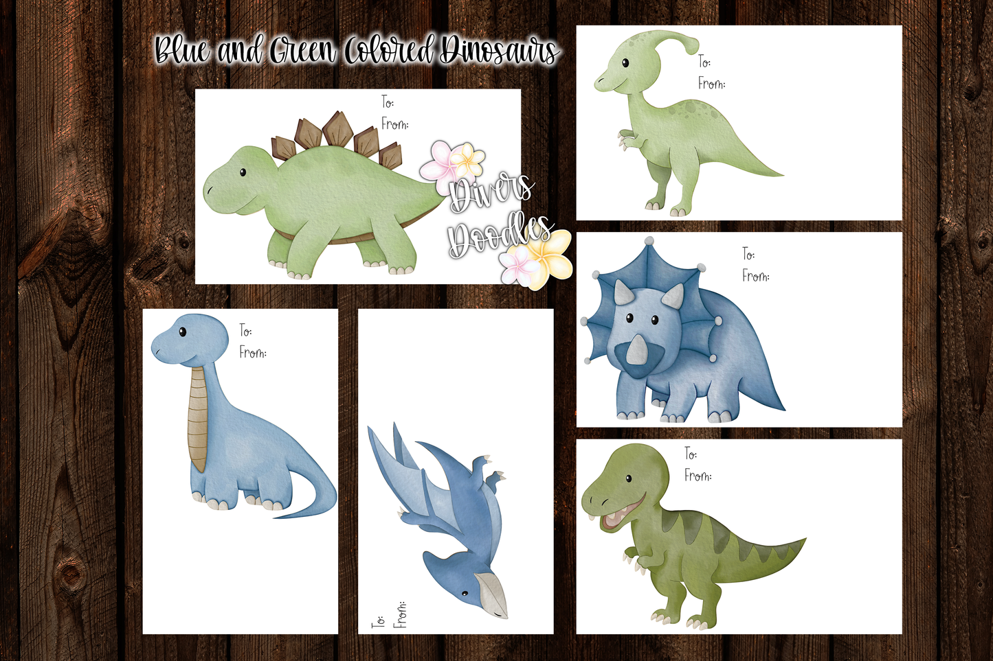 Dinosaur Valentines Day Cards - With Stickers