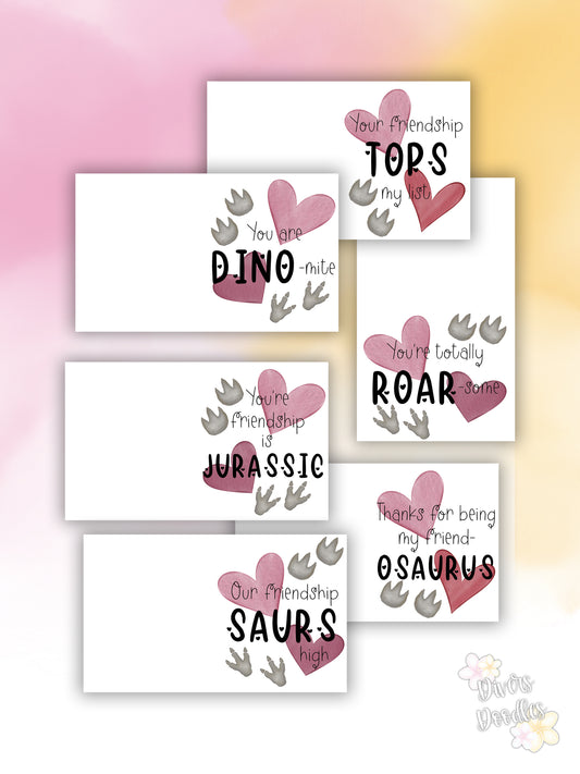 Dinosaur Valentines Day Cards - With Stickers