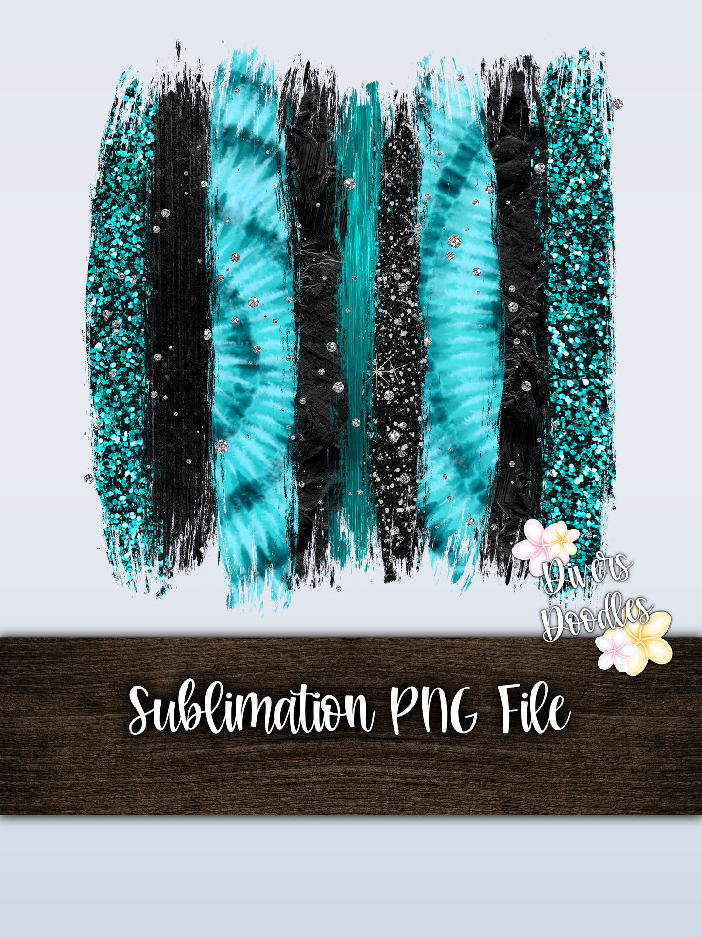 Teal Glitter Brushstrokes, Tie Dye Sublimation PNG, Black Glitter PNG, Tumbler Sublimation Designs Downloads, Commercial Use Clipart