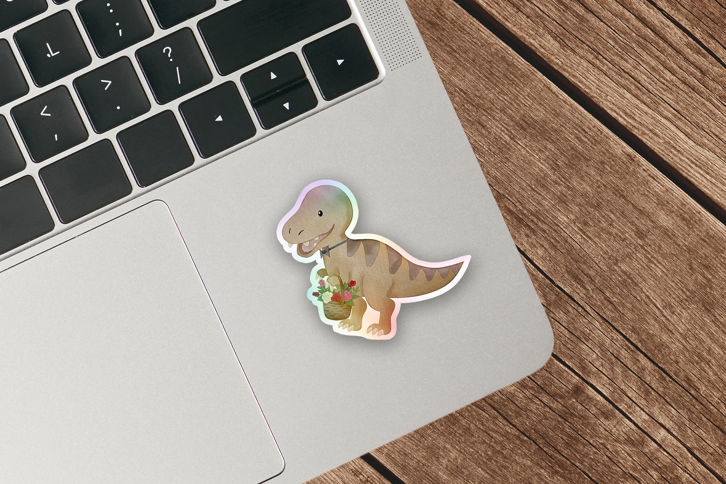 Cute Tyrannosaurus Rex Sticker, Holographic Dinosaur Sticker, T-rex Sticker for laptop.