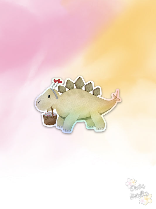 Cute Stegosaurus Sticker, Holographic Dinosaur Sticker