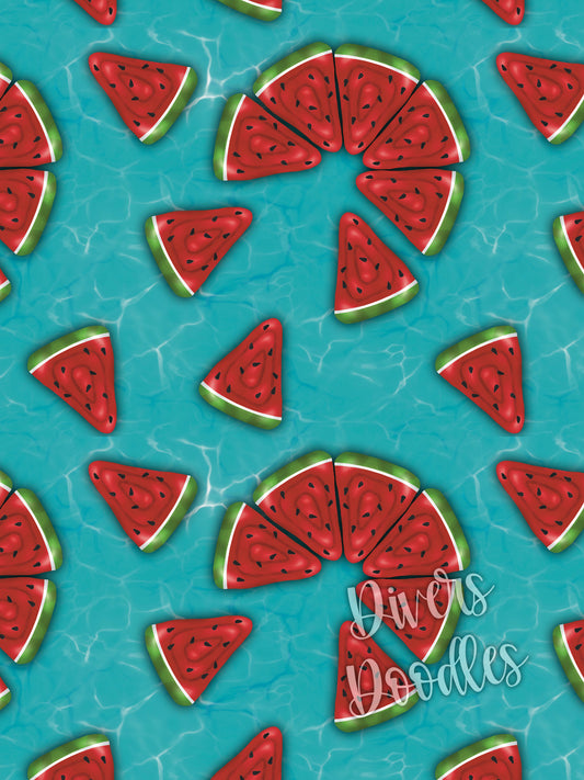 Watermelon Seamless File, Pool Party Digital Paper, Summer Seamless Pattern, Hand Drawn Digital Download, Pool Float Surface Pattern