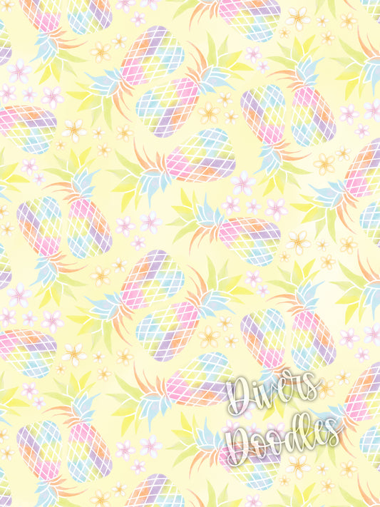 Pineapple Digital Download, Tropical Digital Paper for Commercial Use, Flower Seamless Pattern, Seamless File for Fabric Printing,