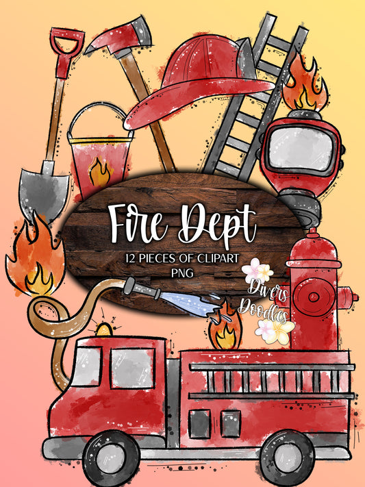 Fire Fighter Clipart for Stickers, Fire Truck Clipart for Teachers, First Responder PNG for Sublimation, Fire Department PNG, Fire Rescue