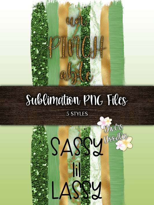 Brush Strokes PNG, St Patricks Day Digital Download, Gold Glitter Clipart, Sublimation Designs Downloads for Commercial Use, Green and Gold