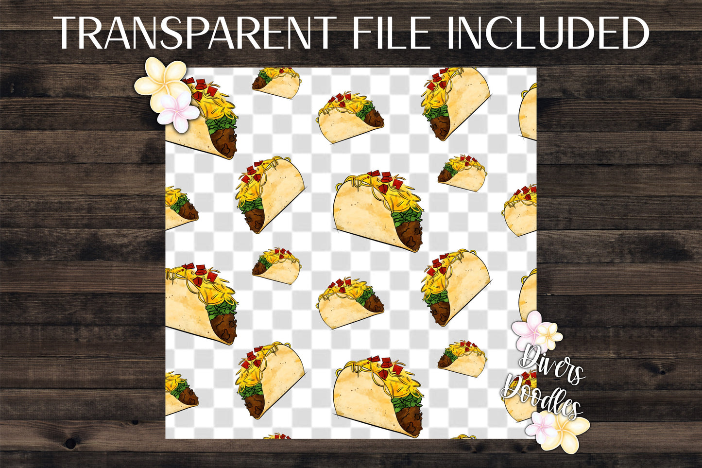 Taco Seamless File, Green Digital Paper, Food Seamless Pattern, Mexican Food Art, Taco Twosday Birthday Digital Download, Taco PNG