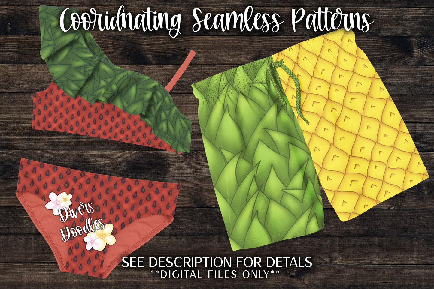 Strawberry Duo Seamless Pattern Set