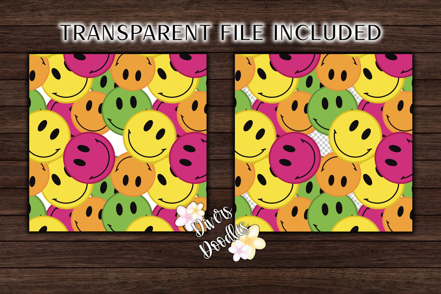 Happy Face Digital Paper, Swim Seamless File, Summer Seamless Pattern, Groovy Seamless File, Retro Happy Face PNG, Retro Background Digital