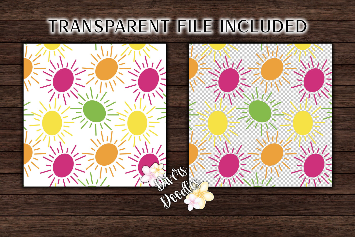 Sun Seamless Pattern for Tumblers, Summer Digital Paper, Colorful Seamless File, Retro Background Digital, Summer Vibes PNG