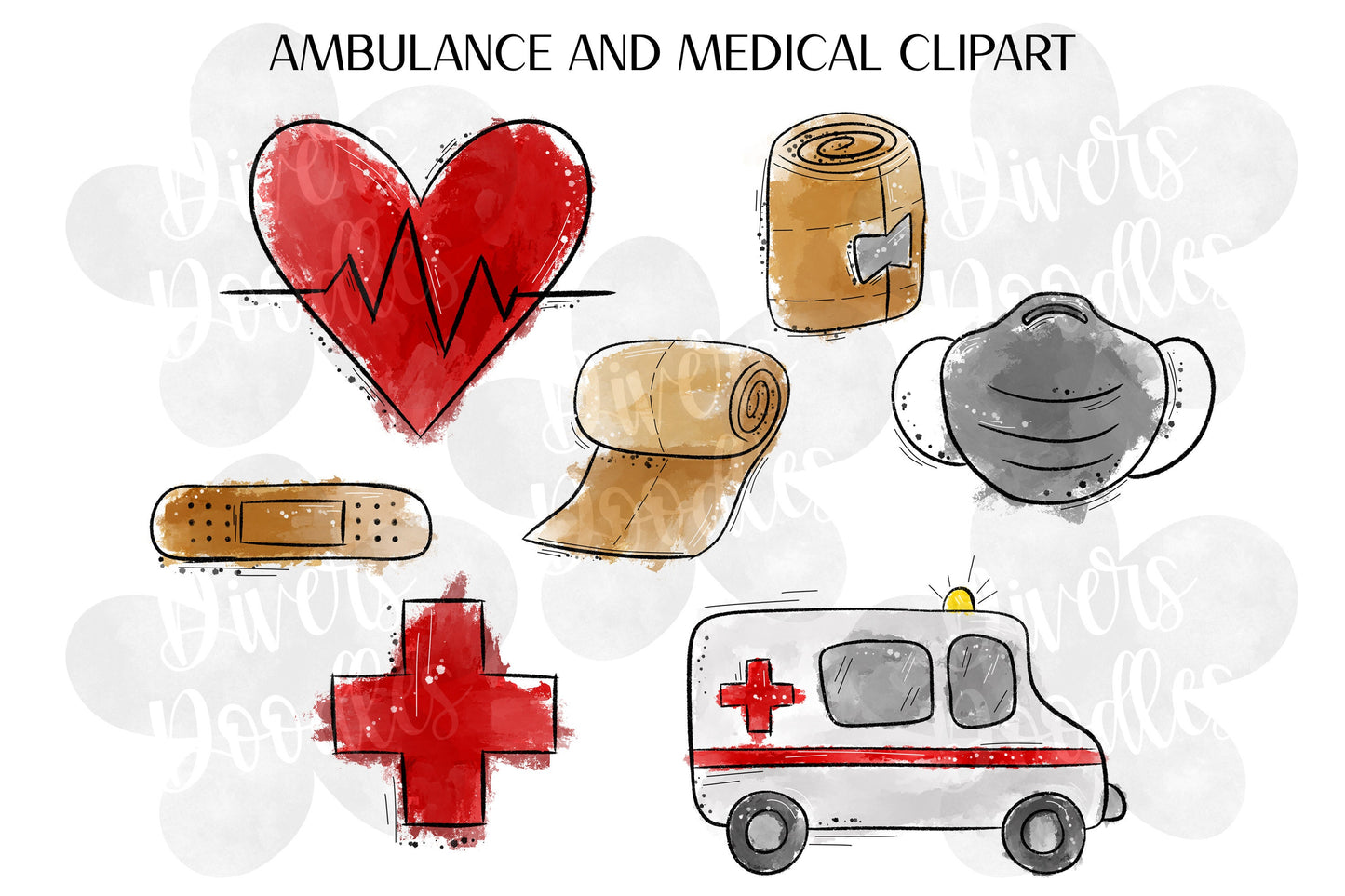 Medical Clipart for Stickers, Ambulance Clipart for Teachers, First Responder PNG for Sublimation, Paramedic PNG for Commercial Use, EMT