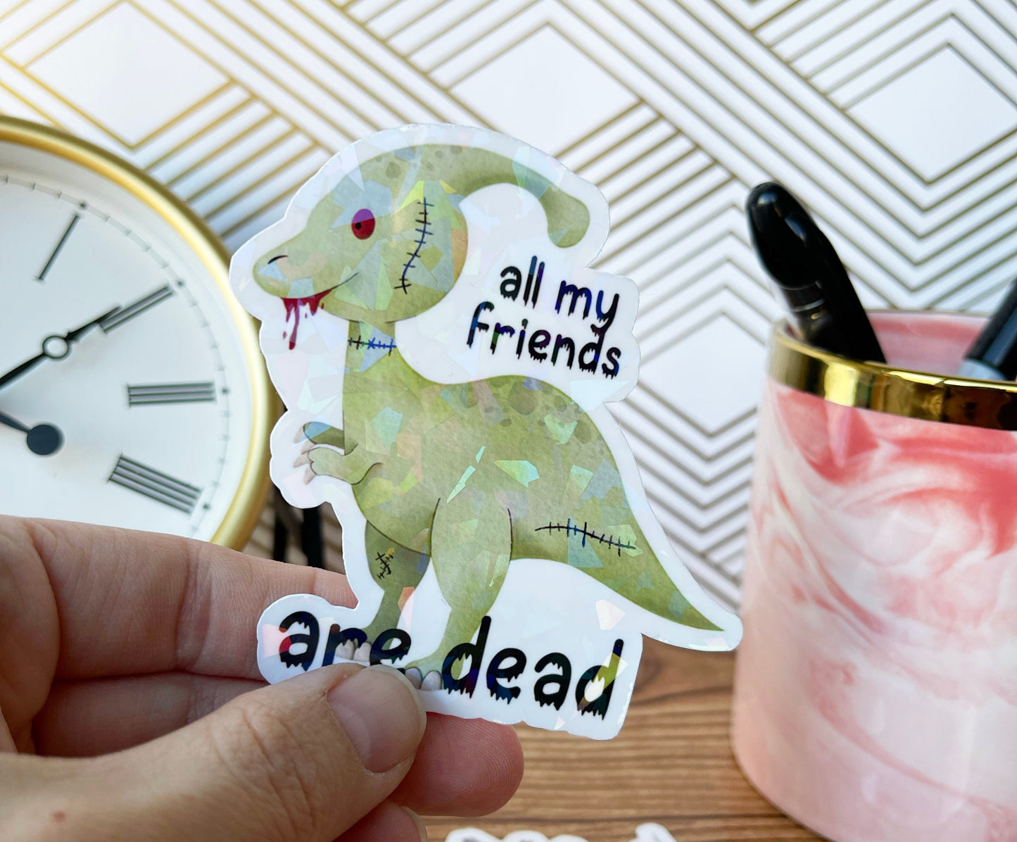 All My Friends are Dead Zombie Dinosaur Sticker